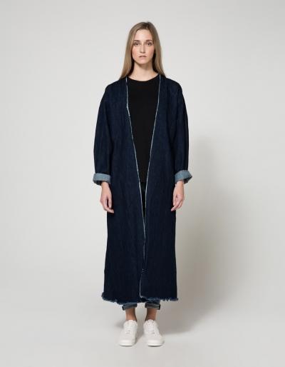 Ashley Rowe Robe Coat In Dark Denim