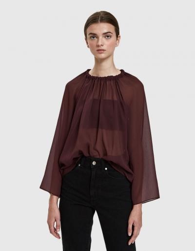 Need Sheer Anton Blouse In Burgundy