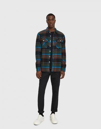 Obey Homebound Woven Flannel Shirt In Black Forest