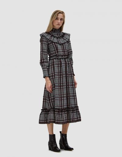 Ganni Charron Ruffle Trim Dress