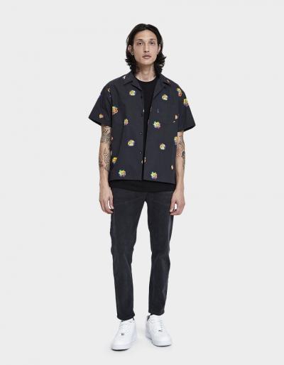 John Elliott S/s Bowling Shirt In Infrared Floral