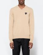 Comme Des Gar Ons Play Play V-neck Pullover In Beige