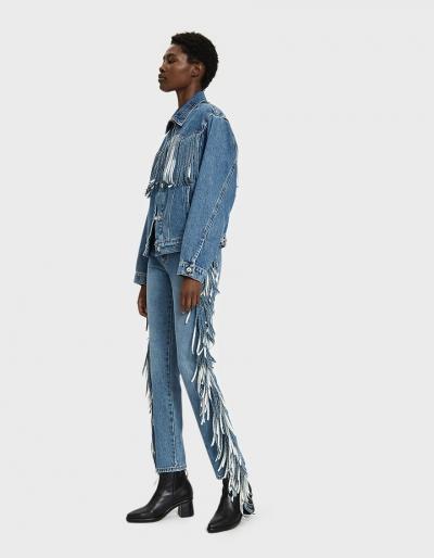 Msgm Fringe Denim Trouser