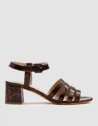 Maryam Nassir Zaydeh Palma Low Patent Sandal In True Tortoise