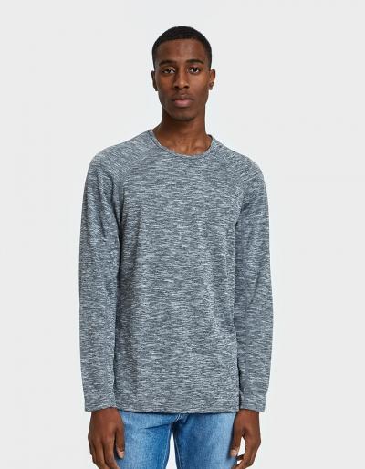 Reigning Champ Ls Raglan Tee Honeycomb Mesh In Heather Black
