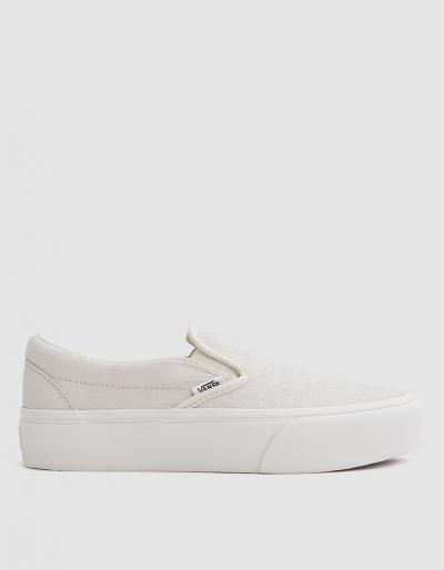 Vans Classic Embossed Platform Slip On In Turtledove