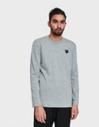 Comme Des Gar Ons Play Play Ls Black Heart T-shirt In Grey