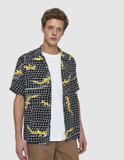 Neighborhood Aloha Ss Shirt In Black/yellow