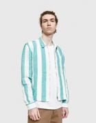 Ymc Bowie Zip Shirt In Green/ecru