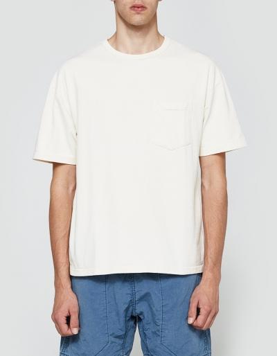 Beams Plus Heathered Crew Pocket Tee In Off White
