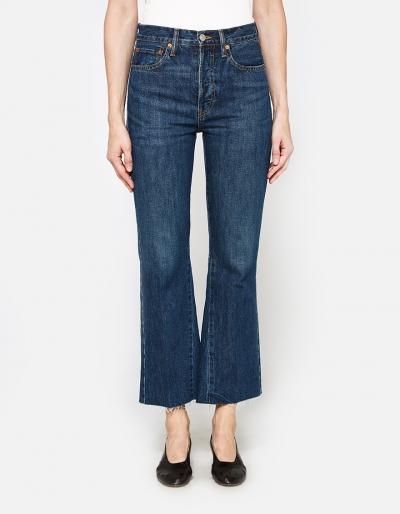 Re/done High Rise Crop Flare In Dark Wash