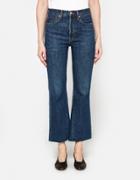 Re/done High Rise Crop Flare In Dark Wash