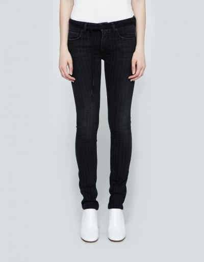Off-white Diag Pinstripe Skinny 5 Pockets In Vintage Black