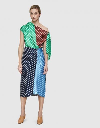 Tibi Delphina Stripe Asymmetrical Top