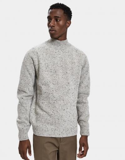 Norse Projects Viggo High Neck Neps Sweater In Light Grey