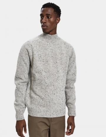 Norse Projects Viggo High Neck Neps Sweater In Light Grey
