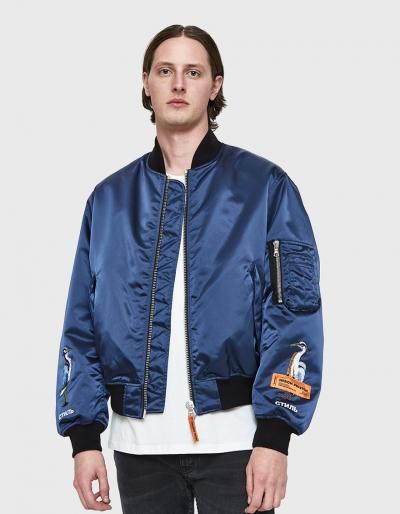 Heron Preston Blue Herons Short Bomber Jacket
