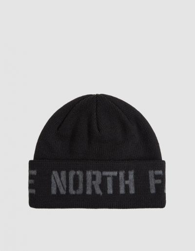 The North Face Black Box Felt Logo Beanie In Tnf Black/tnf Medium Grey Heather