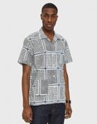 Engineered Garments Camp Shirt In White Black Afghan Print