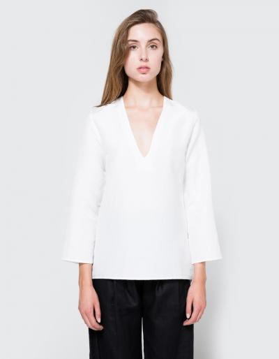 Matin Linen Classic V Neck Top