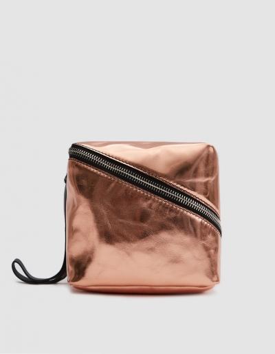 Proenza Schouler Metallic Leather Mini Cube In Rose Gold