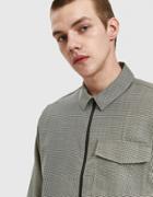 Schnayderman's Leisure Houndstooth Tape Zip Shirt In Black And Wh