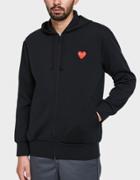 Comme Des Gar Ons Play Play Zip Hooded Sweatshirt In Black