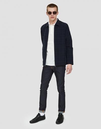 Norse Projects Jens Seersucker Check Shirt In Dark Navy