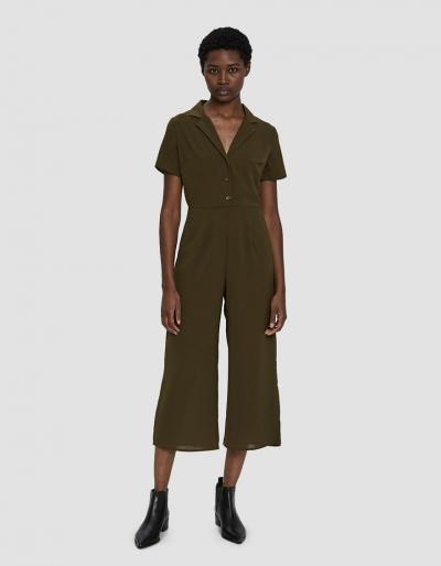 Stelen Aurelia Collared Jumpsuit In Olive