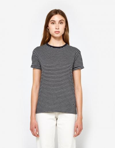T By Alexander Wang S/s Crewneck Tee In Navy With Heather Grey
