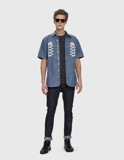 Neighborhood Chambray Ss Shirt In Indigo