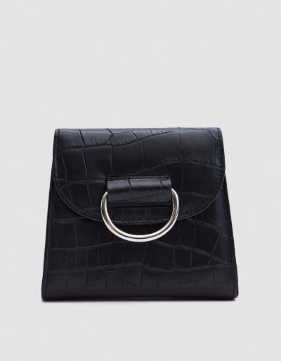 Little Liffner Tiny Box D In Black Croc