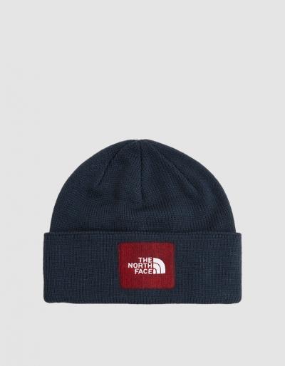 The North Face Black Box Felt Logo Beanie In Urban Navy