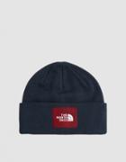 The North Face Black Box Felt Logo Beanie In Urban Navy
