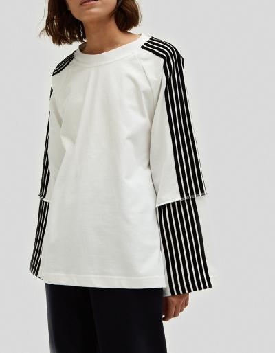 Dima Leu Velvet Stripe T-shirt In Black