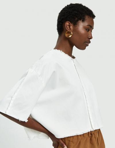 Ashley Rowe Seams Out Thin Denim Tee In White