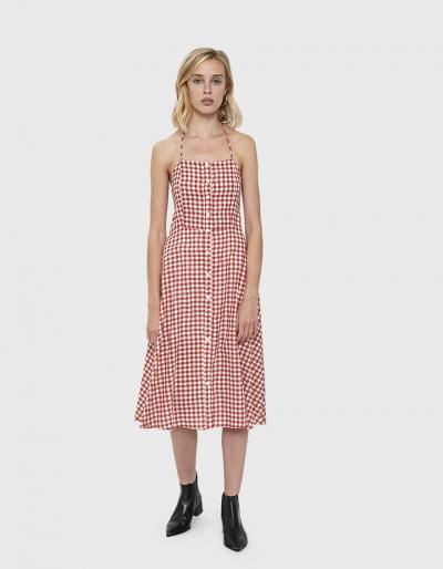 Farrow Gea Gingham Dress In Red