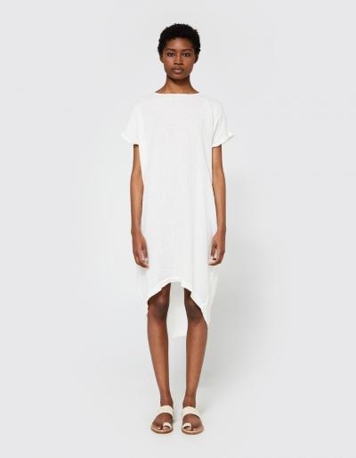 Black Crane Pleated Cocoon Dress Eggshell