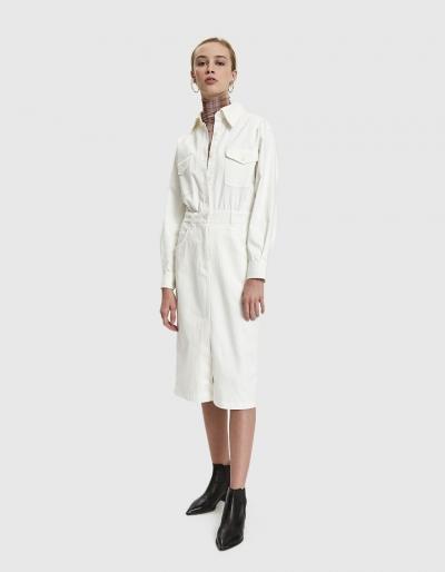 Tibi Enzyme-washed Twill Pocket Dress