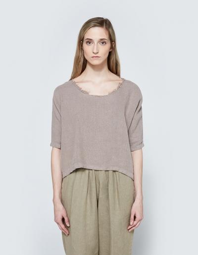 Black Crane Dolman Top In Oatmeal
