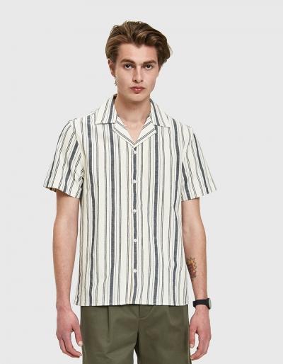 Editions M.r. Tahiti Shirt In Off White/navy