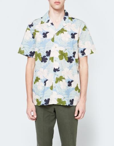 Editions M.r. Tropic Shirt In Print Blue Green