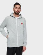 Comme Des Gar Ons Play Play Zip Hooded Sweatshirt In Grey