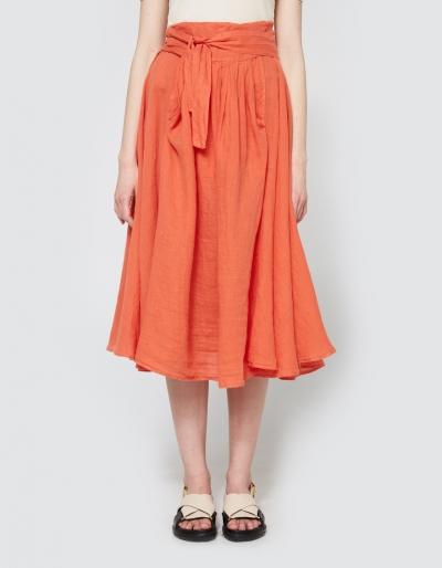 Black Crane Wrap Skirt In Paprika