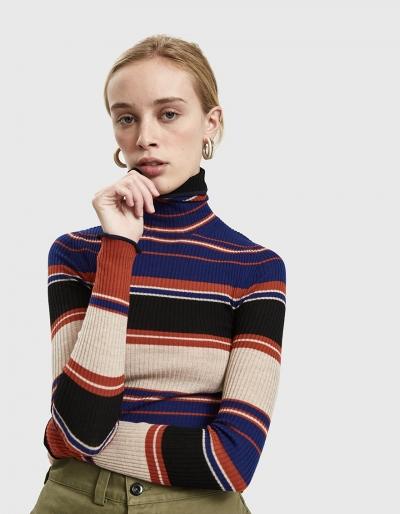 Acne Studios Striped Mock Turtleneck Top