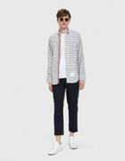 Thom Browne Classic Long Sleeve Point Collar Button Down Shirt W/ Gg Placket