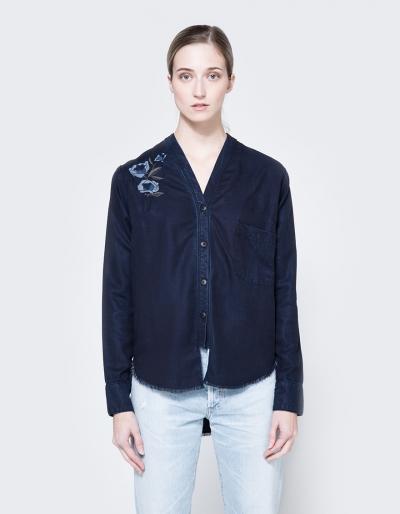 Frankie Denim V Neck Button Down