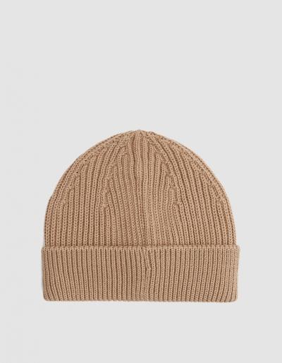 Andersen-andersen Beanie Short Knitted Hat In Camel