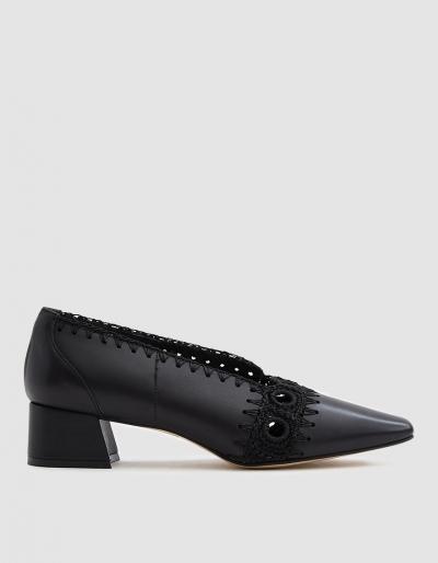 Miista Mara Crochet Heel In Black