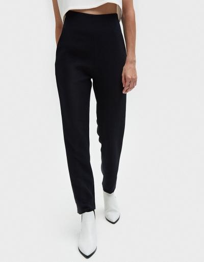Kaarem Sam High-waisted Pocket Pant In Black Blue